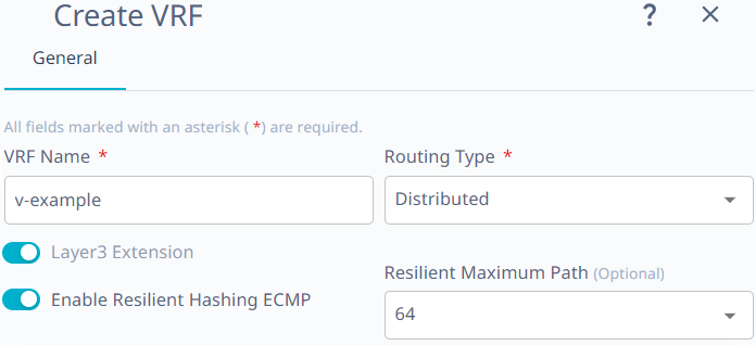 create vrf general tab create vrf general tab